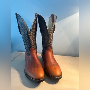 Brown and black leather vintage cowboy boots size 13D